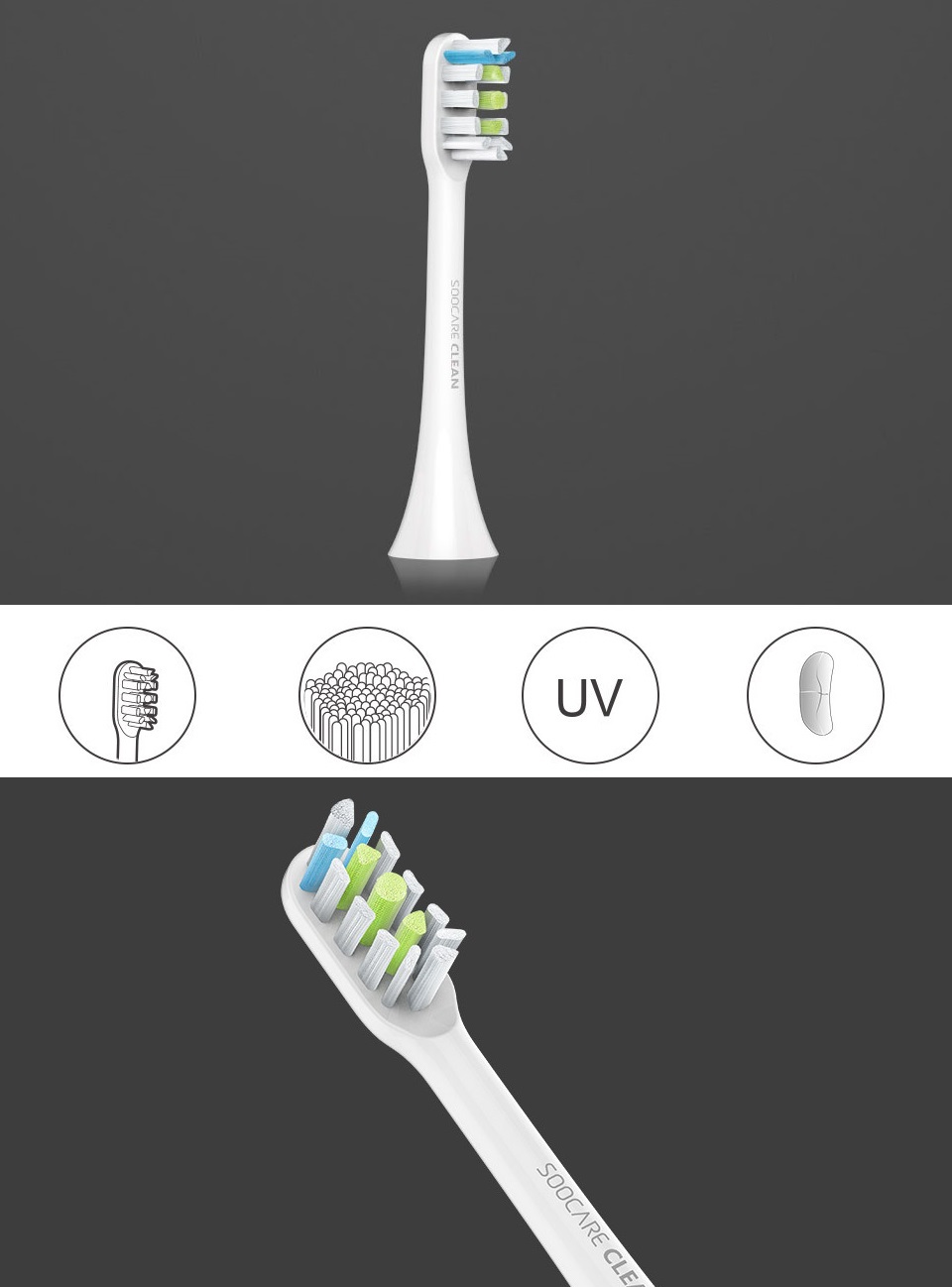 Насадка для зубной щетки Xiaomi Soocare X3 White фото насадки из разных ракурсов