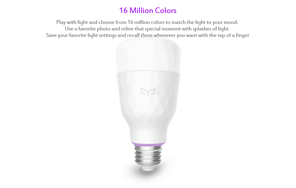 Yeelight LED Smart Colorful Wi-Fi Bulb  регулировка цвета